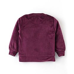 Babyhug Velour Woven Full Sleeves  Winter Wear Suit with Sequin Star Detailing - Wine