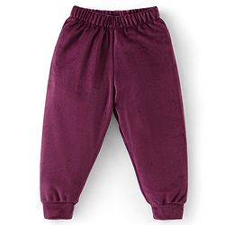 Babyhug Velour Woven Full Sleeves  Winter Wear Suit with Sequin Star Detailing - Wine