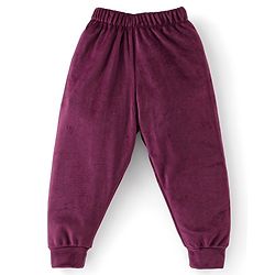 Babyhug Velour Woven Full Sleeves  Winter Wear Suit with Sequin Star Detailing - Wine