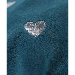 Babyhug Velour Knit Full Length Fleece & Woollen Pant with Hearts Print - Teal Blue