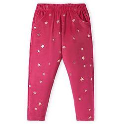 Babyhug Velour Knit Full Length Fleece & Woollen Pant with Hearts Print - Teal Blue