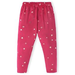 Babyhug Velour Knit Full Length Fleece & Woollen Pant with Hearts Print - Teal Blue