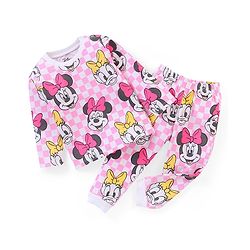 Babyhug Disney Single Jersey Knit Full Sleeves Night Suit With Minnie Mouse Graphics - Pink