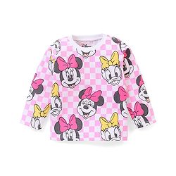 Babyhug Disney Single Jersey Knit Full Sleeves Night Suit With Minnie Mouse Graphics - Pink