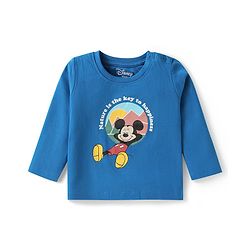 Babyhug Disney Cotton Knit Half Sleeves Night Suit with Mickey Mouse Graphics - Blue