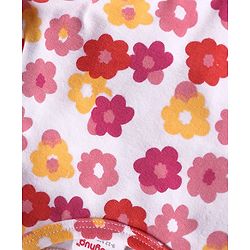 Babyhug Cotton Knit Frill Sleeves Frock with Floral Print - Pink & White