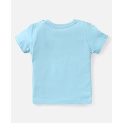 Babyhug Cotton Knit Half Sleeves T-Shirt & Shorts Set With Striped Sleeveless Tee & Beach Theme Print - Blue
