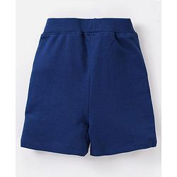 Babyhug Cotton Knit Half Sleeves T-Shirt & Shorts Set With Striped Sleeveless Tee & Beach Theme Print - Blue