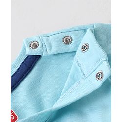 Babyhug Cotton Knit Half Sleeves T-Shirt & Shorts Set With Striped Sleeveless Tee & Beach Theme Print - Blue