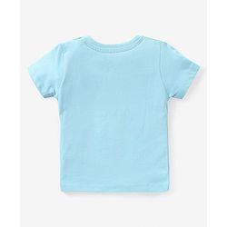 Babyhug Cotton Knit Half Sleeves T-Shirt & Shorts Set With Striped Sleeveless Tee & Beach Theme Print - Blue