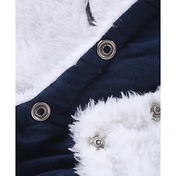 Babyhug Sweater Knit Full Sleeves Hooded Winter Romper with Panda Applique - Navy Blue