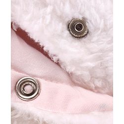 Babyhug Fur Woven Full Sleeves Winter Wear Footed Romper - Pink