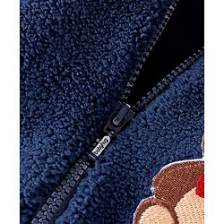 Babyhug Sweater Knit Winter Wear Footed Romper with Teddy Embroidery - Navy