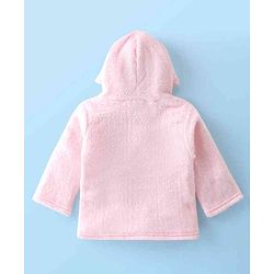 Babyhug Fur Woven Full Sleeves Hooded Winter Wear Suit With 3D Applique - Pink