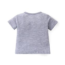 Babyhug Cotton Knit Half Sleeves Henley T-Shirt & Shorts Set With Excavator Embroidery - Blue