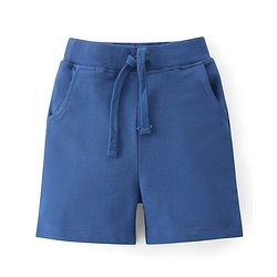 Babyhug Cotton Knit Half Sleeves Henley T-Shirt & Shorts Set With Excavator Embroidery - Blue