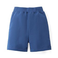 Babyhug Cotton Knit Half Sleeves Henley T-Shirt & Shorts Set With Excavator Embroidery - Blue