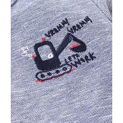 Babyhug Cotton Knit Half Sleeves Henley T-Shirt & Shorts Set With Excavator Embroidery - Blue