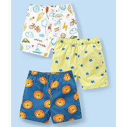 Babyhug Cotton Woven Lion Printed Boxers Pack of 3 - Multicolour