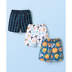 Babyhug Cotton Poplin Boxers Animal & Vehicle Print Pack of 3 - Multicolour