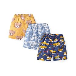 Babyhug  Cotton Woven Boxers with Teddy & Tree Print Pack of 3 - Multicolour