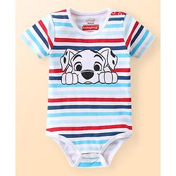 Babyhug Disney Cotton Knit Half Sleeves 101 Dalmatians Graphics Onesies Pack of 3 - Blue White & Red