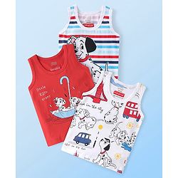 Babyhug Disney Cotton Knit Sleeveless Sando Vest with 101 Dalmatians Print Pack of 3 - Multicolour