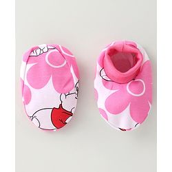 Babyhug Disney Cap Mitten & Booties With Winnie the Pooh Graphics - White