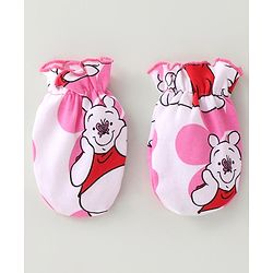 Babyhug Disney Cap Mitten & Booties With Winnie the Pooh Graphics - White