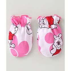 Babyhug Disney Cap Mitten & Booties With Winnie the Pooh Graphics - White