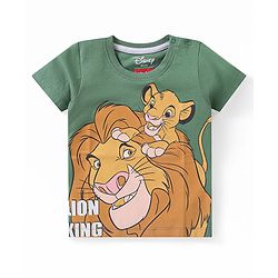 Babyhug Disney Cotton Knit Half Sleeves The Lion King Printed T-Shirt - Green