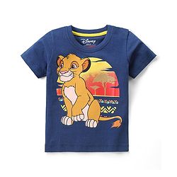 Babyhug Disney Cotton Knit Half  Sleeves T- Shirt With The Lion King Print - Navy Blue