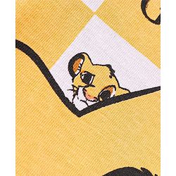 Babyhug Disney Cotton Knit Half Sleeves Checked T-Shirt with Lion King Graphics - White & Yellow