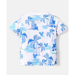 Babyhug Disney Cotton Knit Half Sleeves Polo T-Shirt with Mickey Mouse Graphics - White