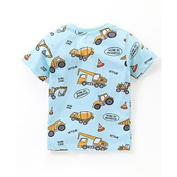 Babyhug Cotton Knit Half Sleeves Vehicles Printed Night Suit - Blue
