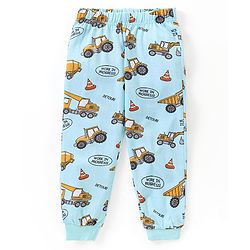 Babyhug Cotton Knit Half Sleeves Vehicles Printed Night Suit - Blue