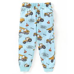Babyhug Cotton Knit Half Sleeves Vehicles Printed Night Suit - Blue
