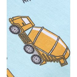 Babyhug Cotton Knit Half Sleeves Vehicles Printed Night Suit - Blue