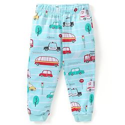 Babyhug Cotton Knit Half Sleeves Vehicles Printed Night Suit - Blue