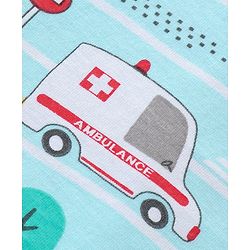 Babyhug Cotton Knit Half Sleeves Vehicles Printed Night Suit - Blue
