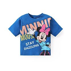 Babyhug Disney Cotton Knit Half Sleeves T-Shirt with Minnie Mouse Graphics - Blue