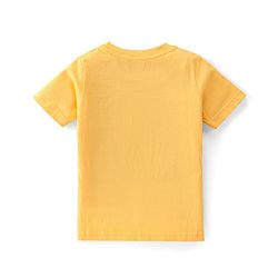 Babyhug Single Jersey Knit Dungaree with Half Sleeves T-Shirt Text & Boat Print - Yellow & Blue