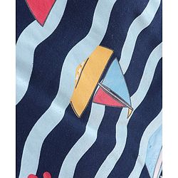 Babyhug Single Jersey Knit Dungaree with Half Sleeves T-Shirt Text & Boat Print - Yellow & Blue