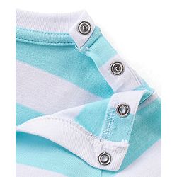 Babyhug Single Jersey Half Sleeves Striped Night Suit Giraffe & Bear Print - Light Blue