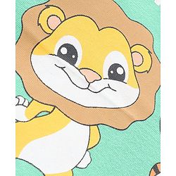 Babyhug Cotton Knit Half Sleeves Lion & Tiger Printed Night Suit - Green