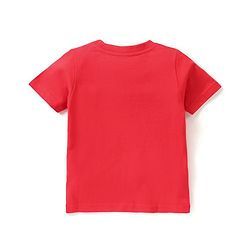 Babyhug Single Jersey Knit Dungaree &  Half Sleeves T-Shirt Dino Print - Red & Blue