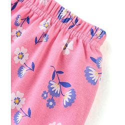 Babyhug Cotton Knit Full Length Diaper Leggings With Floral Print Pack Of 3 - Multicolor