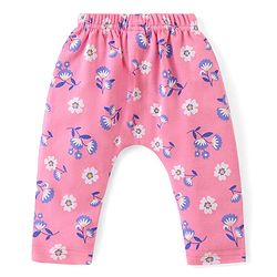 Babyhug Cotton Knit Full Length Diaper Leggings With Floral Print Pack Of 3 - Multicolor