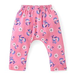 Babyhug Cotton Knit Full Length Diaper Leggings With Floral Print Pack Of 3 - Multicolor