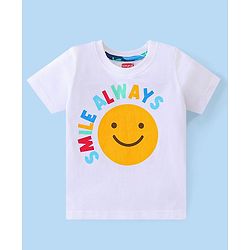 Babyhug 100% Cotton Knit Dungaree and Half Sleeves T-Shirt Set with Text Print - Blue